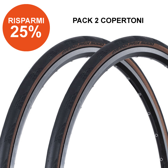Continental Grand Prix 5000 700x25c Para Marrone Pack 2 Copertoni