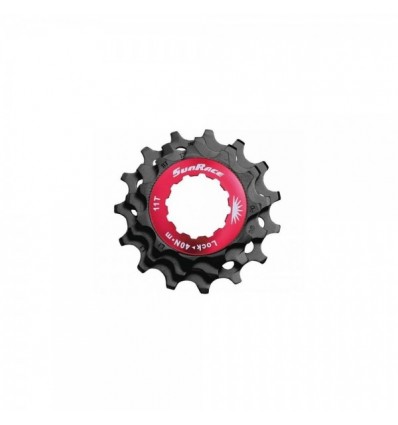 KIT Lockring Rosso+Pignoni 11V in alluminio nero - Corpetto SHIMANO